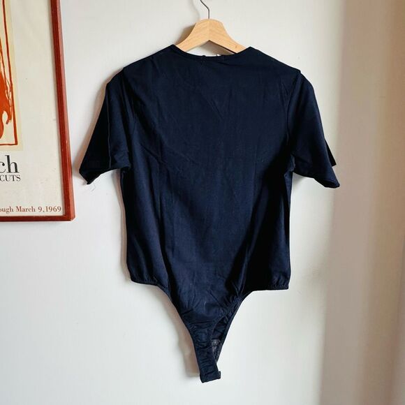 NWT PrettyLittleThing Plus Navy Logo Bodysuit – Short Sleeve – Size 16 - Picture 9 of 11